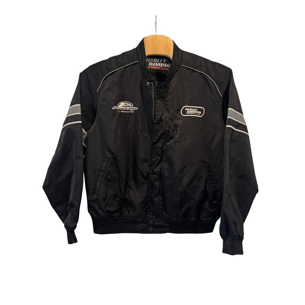 Harley Davidson Racing Jacket Mens XL Black Screamin Eagle Nylon Biker‎ Moto